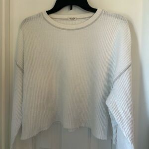 Brandy Melville White Waffle Long Sleeve Sweater (great condition)